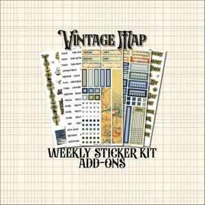 Kit d'autocollants hebdomadaires pour cartes vintage · Feuillets d'agenda A5 non datés · Feuille d'autocollants déco · Fonctionnel, tableau de bord, Washi · Hobonichi Cousin