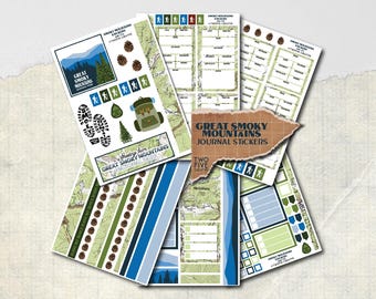 Great Smoky Mountains National Park Sticker Sheet · Hiking, Travel Journal, Scrapbook