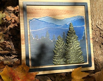 Handcarved Wood Mountain Wall Art · Great Smoky Mountains Landscape