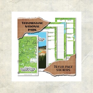 Yellowstone National Park · Hiking Log and Trail Journal sticker sheets · Full Page Planner Inserts · Travelers Notebook TN 4x8"