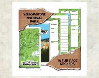 Yellowstone National Park · Hiking Log and Trail Journal sticker sheets · Full Page Planner Inserts · Travelers Notebook TN 4x8"