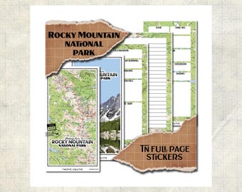 Rocky Mountain National Park · Hiking Log and Trail Journal sticker sheets · Full Page Planner Inserts · Travelers Notebook TN 4x8"
