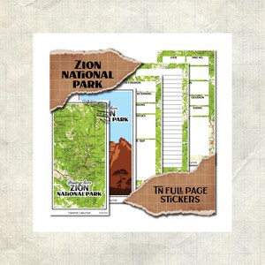 Zion National Park · Hiking Log and Trail Journal sticker sheets · Full Page Planner Inserts · Travelers Notebook TN 4x8"