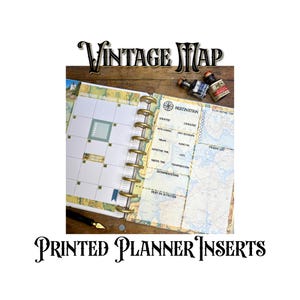 Vintage Map Printed Planner Inserts · Disc Bound Monthly Refill Pages · Happy Planner Classic HP 7x9