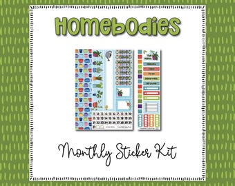 Homebodies Monthly Sticker Kit · Undated A5 planner inserts · Deco sticker sheet · Hobonichi Cousin Hobo · Houseplants