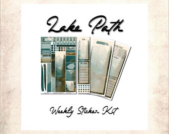 Lake Path Weekly Sticker Kit · Undated A5 planner inserts · Deco sticker sheet · Travel Journal Accessories  · Hobonichi Cousin Stickers