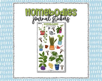Homebodies Houseplant Stickers · Handmade Potted Plant sticker sheet · Journal, Planner, Scrapbook, Crafting · 4 x 7”