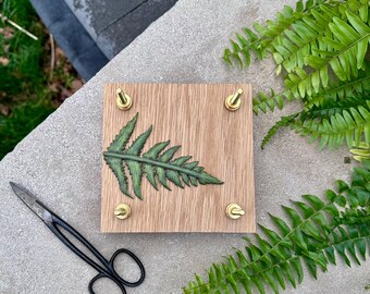 Solid Wood Flower Press · Handmade Heirloom Quality · Botanical Flower Preservation Kit · Gift for nature lover or artist · 6 x 6" Fern