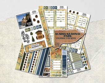 Acadia National Park Sticker Sheet · Hiking, Travel Journal, Scrapbook