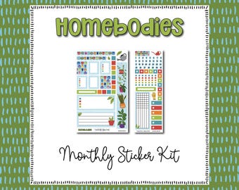 Homebodies Monthly Sticker Kit · Undated A6 planner stickers · Deco sticker sheet · Hobonichi Hobo Weeks · Houseplants