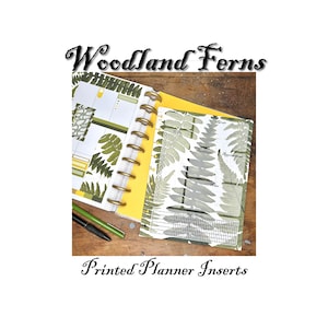 Woodland Ferns Printed Planner Inserts · Disc Bound Monthly Refill Pages · Happy Planner Classic HP 7x9
