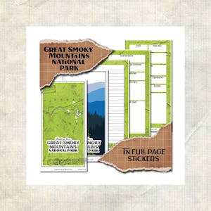 Great Smoky Mountains National Park · Hiking Log and Trail Journal sticker sheets · Full Page Planner Inserts · Travelers Notebook TN 4x8"