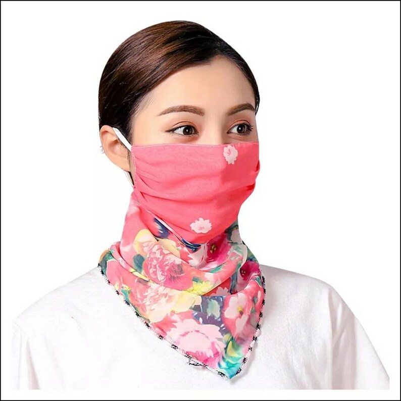 Chiffon Scarf Face Mask with Ear Loops. Breathable Washable & Etsy