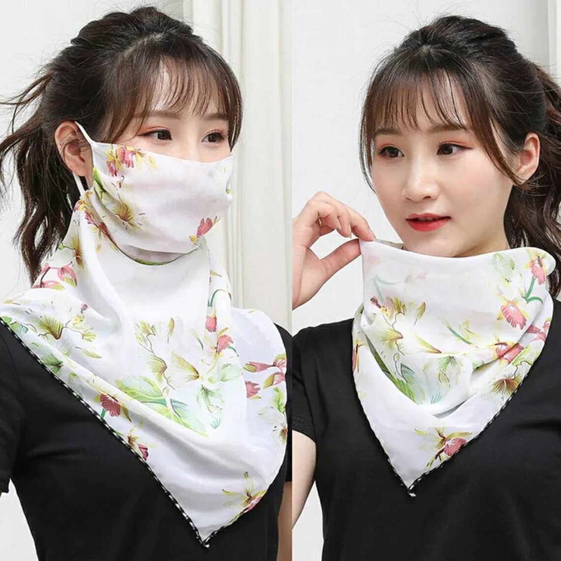 Chiffon Scarf Face Mask with Ear Loops. Breathable Washable & Etsy