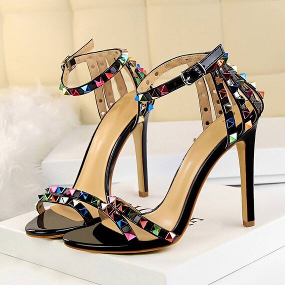 Luxe Studded Ankle Strap Bridal Wedding Sandals. Women's - Etsy