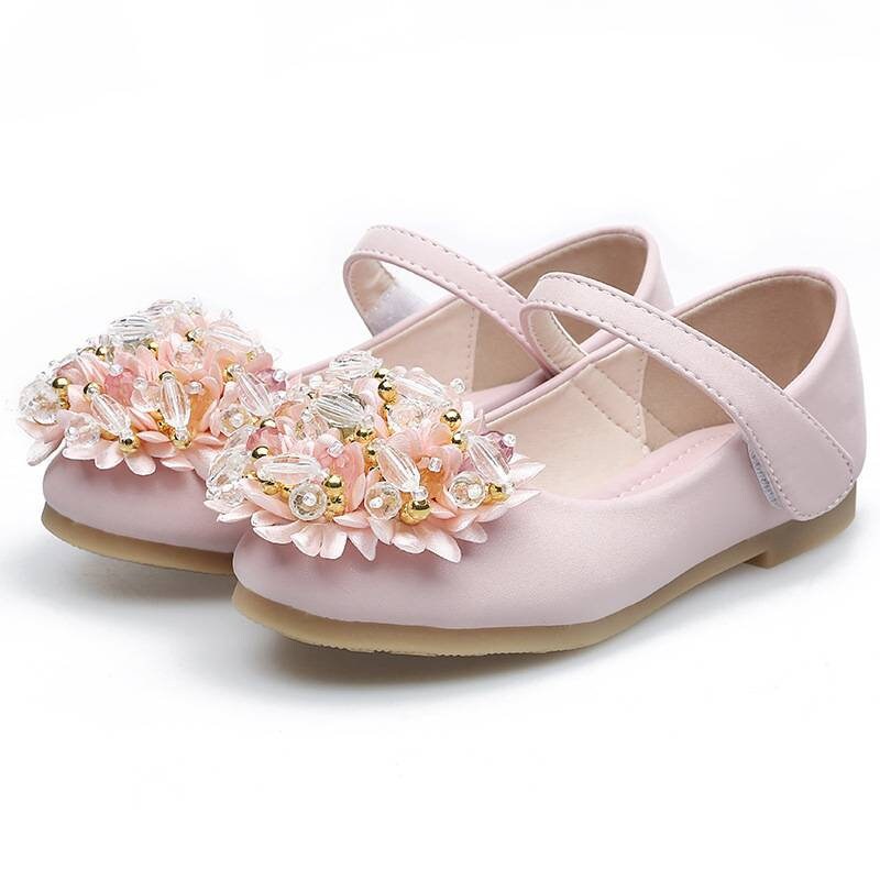 Pink and White Toddler Girl Crystal Floral Bow Flats. Princess - Etsy