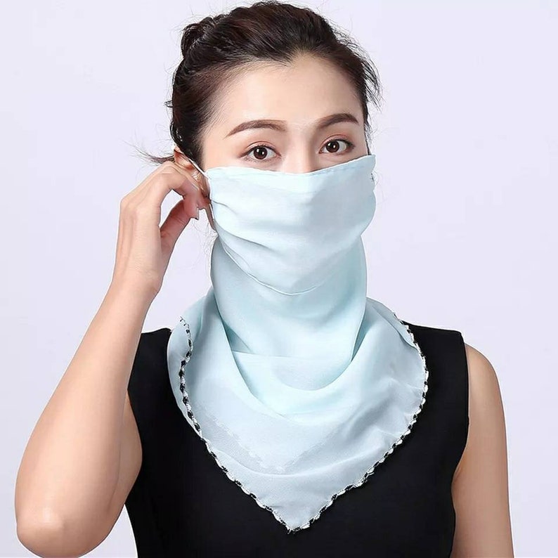 Chiffon Scarf Face Mask with Ear Loops. Breathable Washable & Etsy