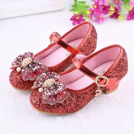 girls red sequin shoes