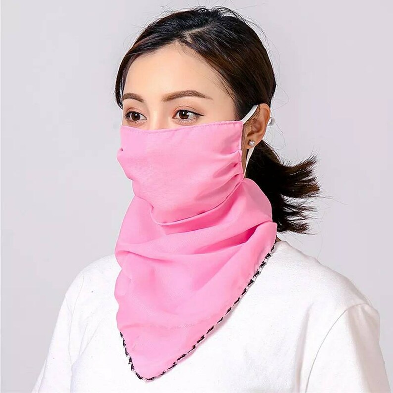 Chiffon Scarf Face Mask with Ear Loops. Breathable Washable & Etsy