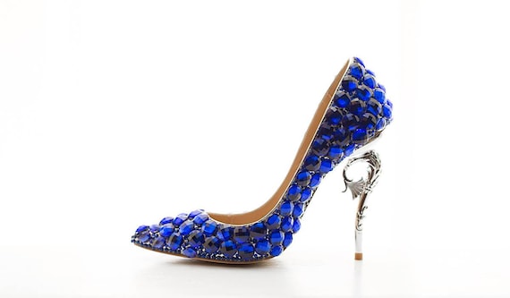 blue rhinestone wedding shoes