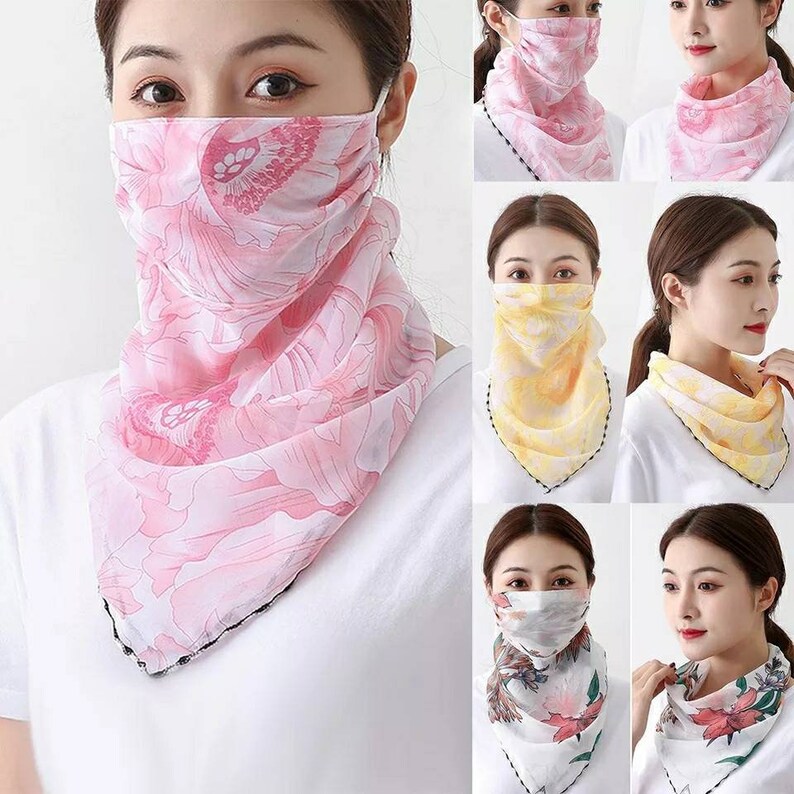 2 pack Chiffon Face Mask Scarf with Ear Loops. Breathable Etsy