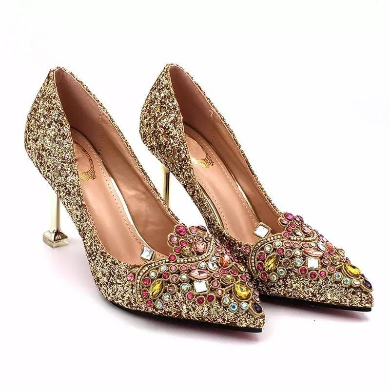 Luxury Gold Bronze Glitter Rhinestone 