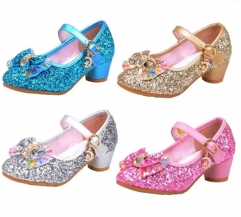 Blue Glitter Toddler Girls Maryjane Heel Shoes. Girls Frozen Etsy