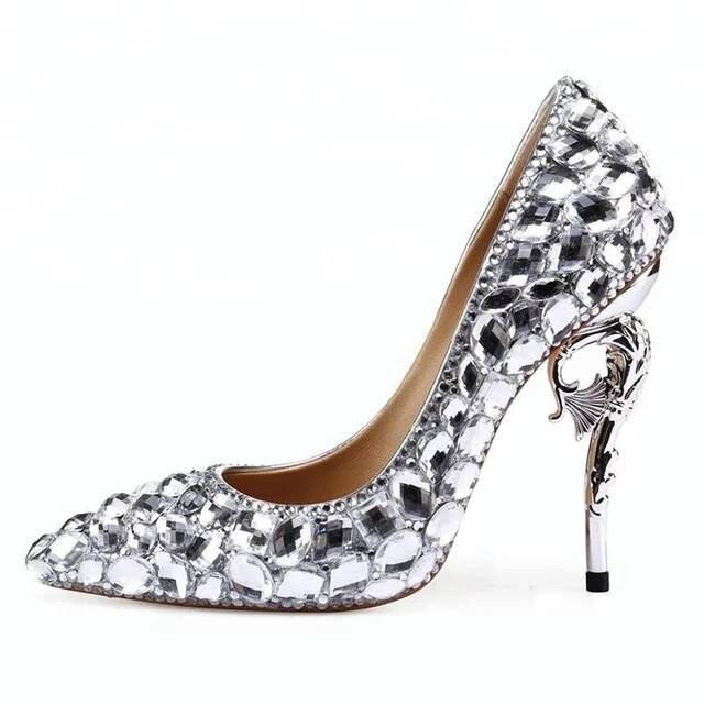 unique silver heels