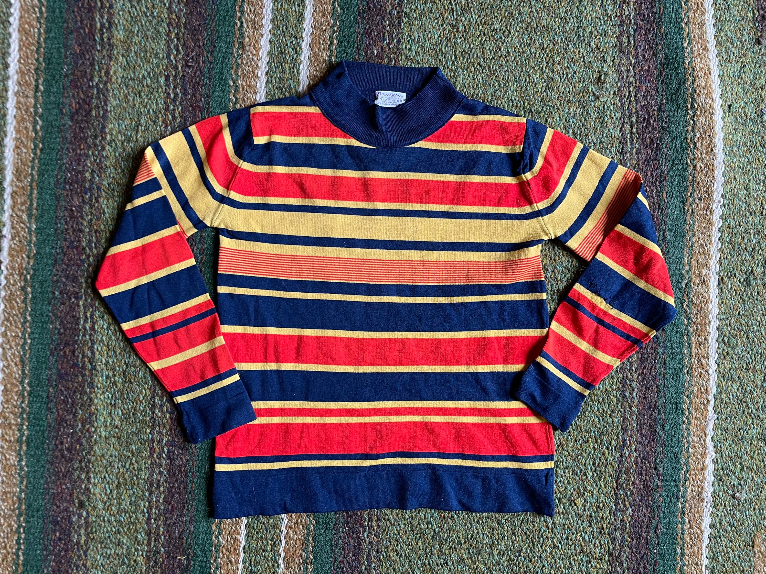 mens striped mock turtleneck