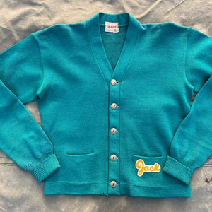 Jack’s Green Vintage Letterman Sweater Wool Cardigan