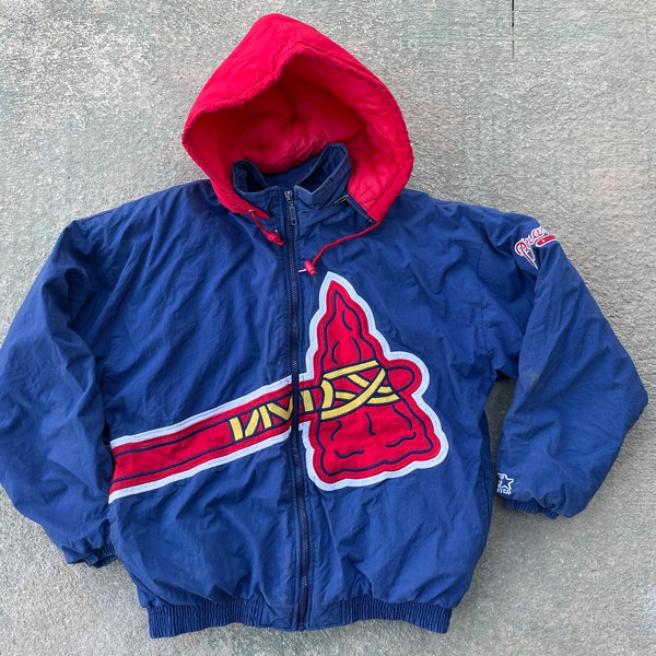 Vintage des années 1990 Starter Atlanta Braves Veste Coupe-Vent Pull