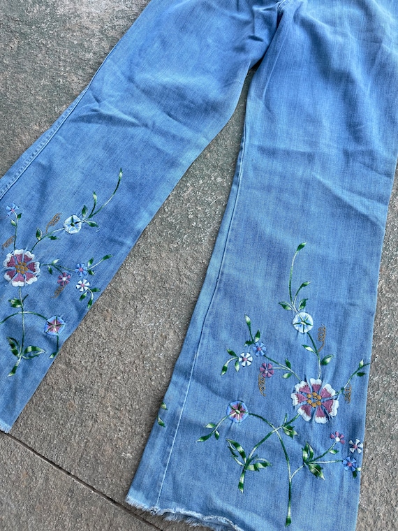 Vintage 1970s Floral Embroidered Jeans