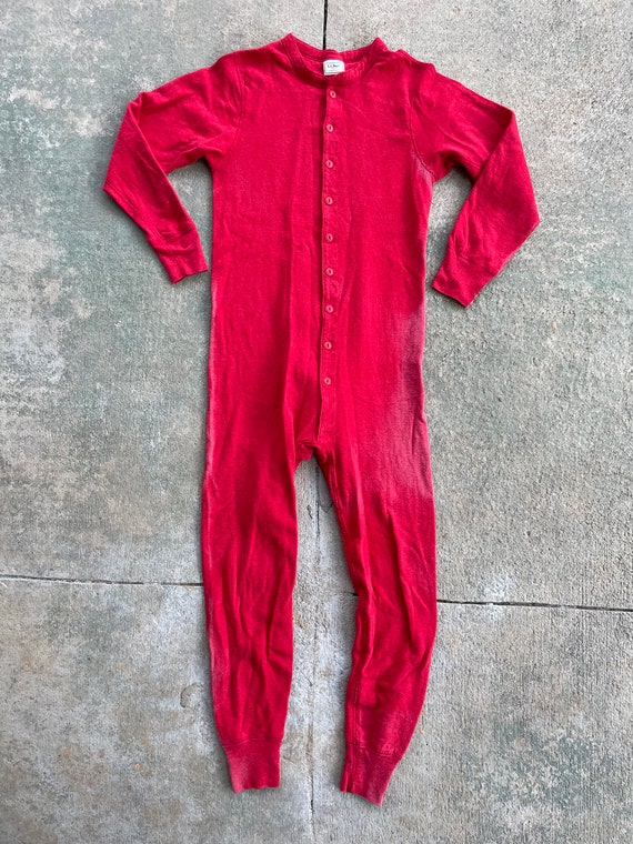 LL Bean Union Suit Long Underwear Red 