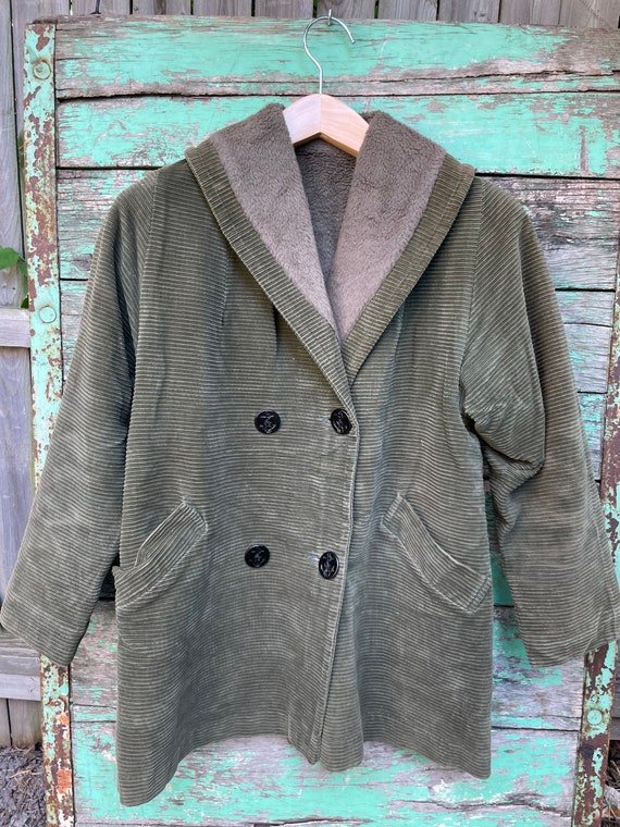 50s Shawl Collar Corduroy Coat