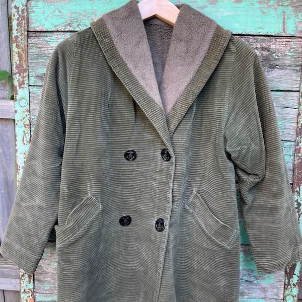 50s Shawl Collar Corduroy Coat