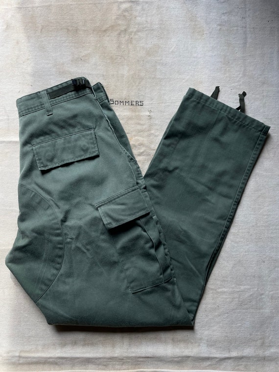 Green Sateen Military Cargo Trousers - Gem