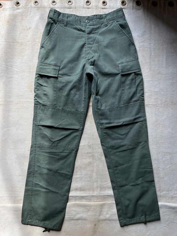 Green Sateen Military Cargo Trousers - Gem