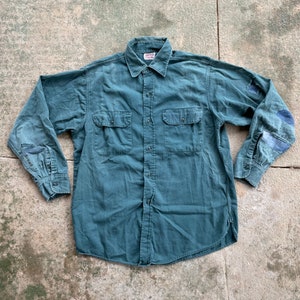 Vtg 40s 50s Mens Medium Sears Hercules Button Chambray Long