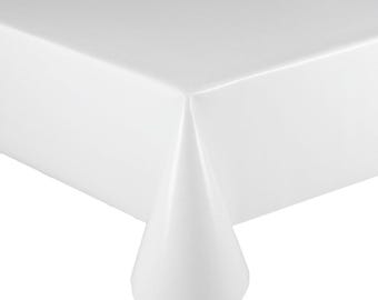 Mantel de PVC blanco liso, fácil de limpiar, mantel de vinilo/plástico, fácil de limpiar.