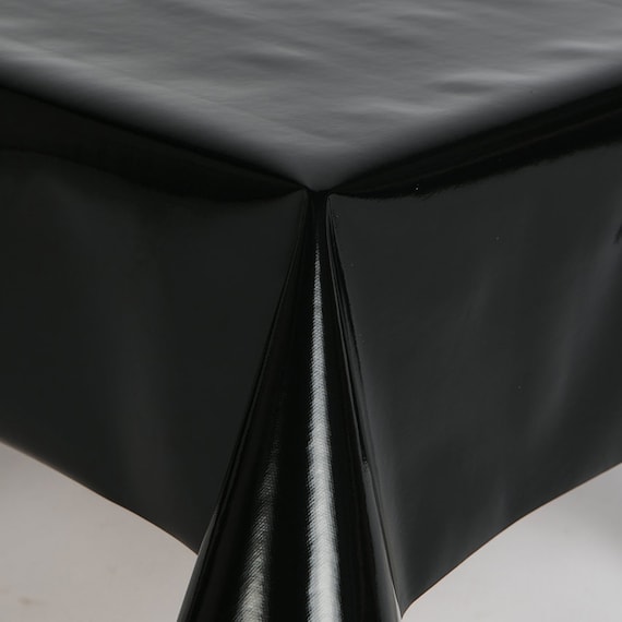 Pvc Tablecloth Plain Black Wipe Clean, Black Table Cover Plastic