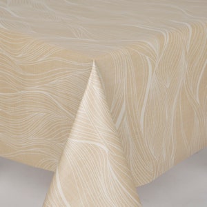 PVC Tablecloth Willow Sand Wavy Geometric Lines, Vinyl / Plastic Table Cloth in Round, Square, Oval or Rectangle