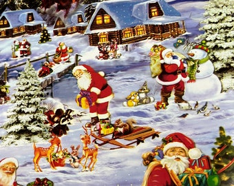 Kerst Pvc Schoonmaakdoekjes Tafelkleden Winter Wonderland, Kerstman, Peperkoekhuis, Sneeuwvlokken