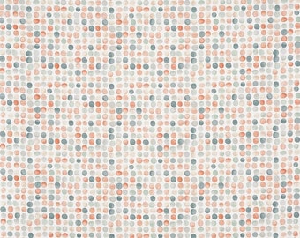 Oilcloth Tablecloth Dolly Melba Orange/Peach, Duckegg Dash dots Wipe Clean Cotton Cloth With PVC Matt Coating