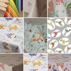 PVCテーブルクロス 子供用デザイン カラフルで楽しい 複数出品 拭いて清潔なビニール製 不織布裏地付き 全サイズ対応