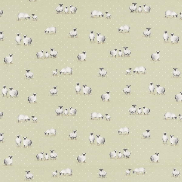 Sheepy Sage Green Sheep and polkadots Oilcloth Tablecloth Wipe Clean Cotton Cloth With PVC Coating