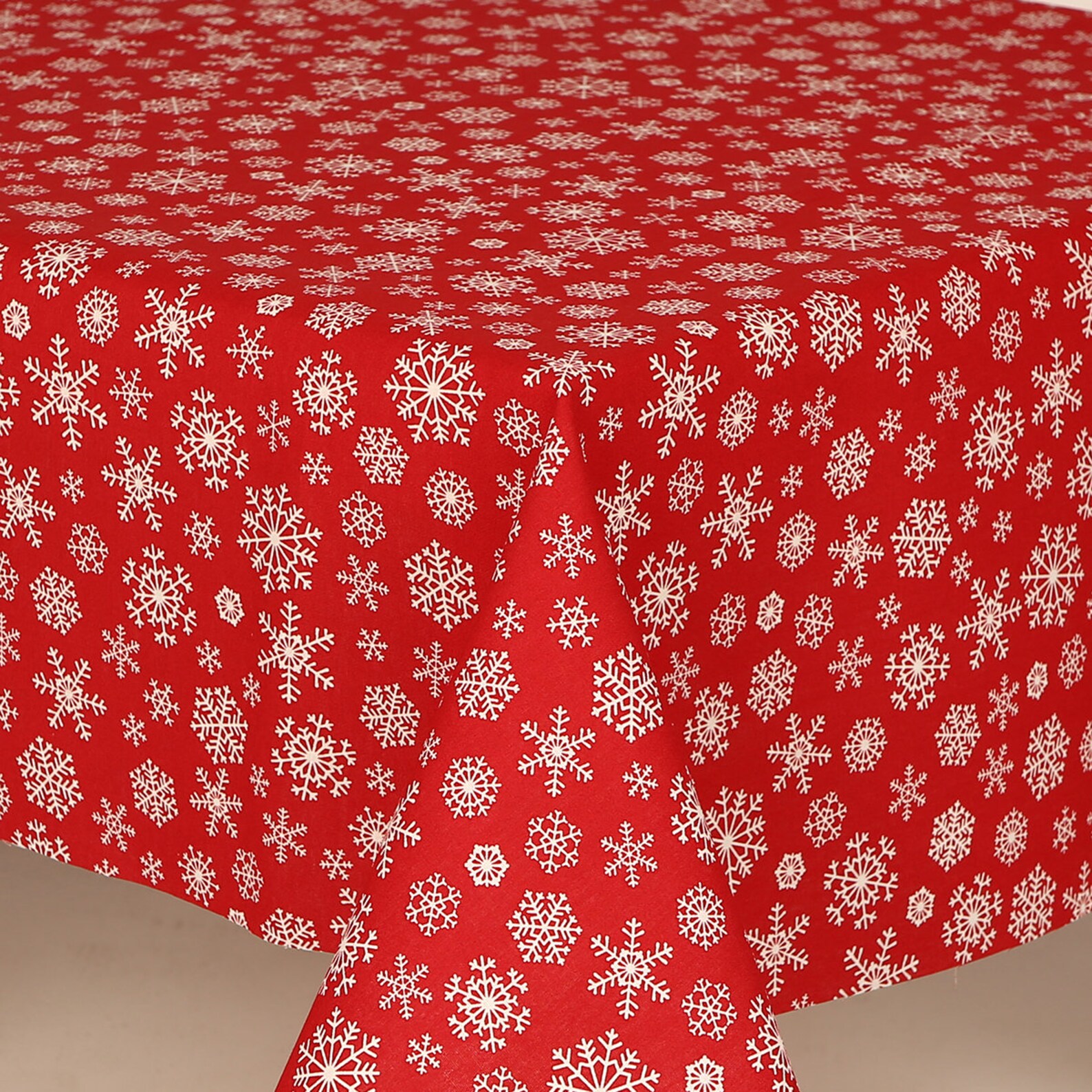 Christmas Oilcloth Tablecloth Red Ground with White Snowflakes Etsy