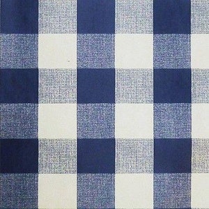 May include: A white and navy blue checked fabric with a woven texture.