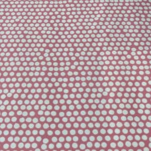 Oilcloth Tablecloth Spotty Polkadots Blush Pink and White, Wipe Clean Cotton Cloth With PVC Coating , Round, Square, Oval  or Rectangle