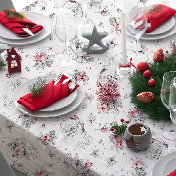 Christmas Oilcloth Tablecloth Etsy