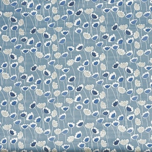 Funky Tulip Blue Scandinavian Print Oilcloth Tablecloth Cotton Cloth With PVC Coating Wipeclean, Round, Square, Rectangle or Oval